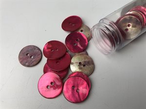 Farvet perlemor knap - pink, 20 mm